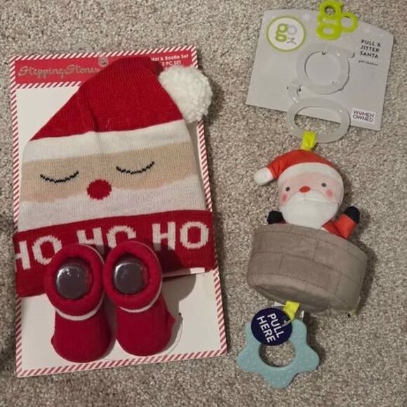Other - Baby holiday hat & bootie set, santa toy